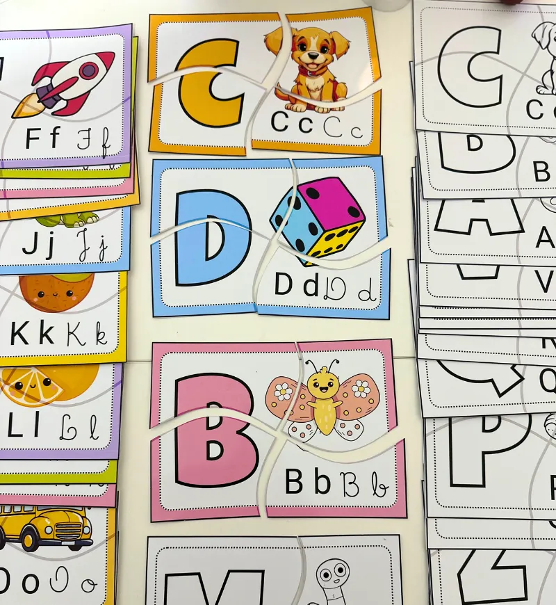 Quebra-cabeça do alfabeto: letras, figuras e montagem — capa do material