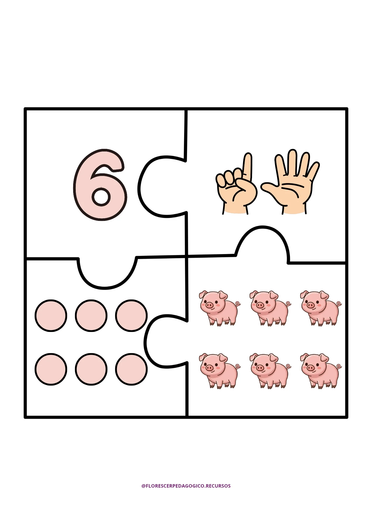 Quebra-Cabeça dos Animais | Números e Quantidades para Educação Infantil — amostra 2: 🧩 Quebra-cabeça com tema de animais…
