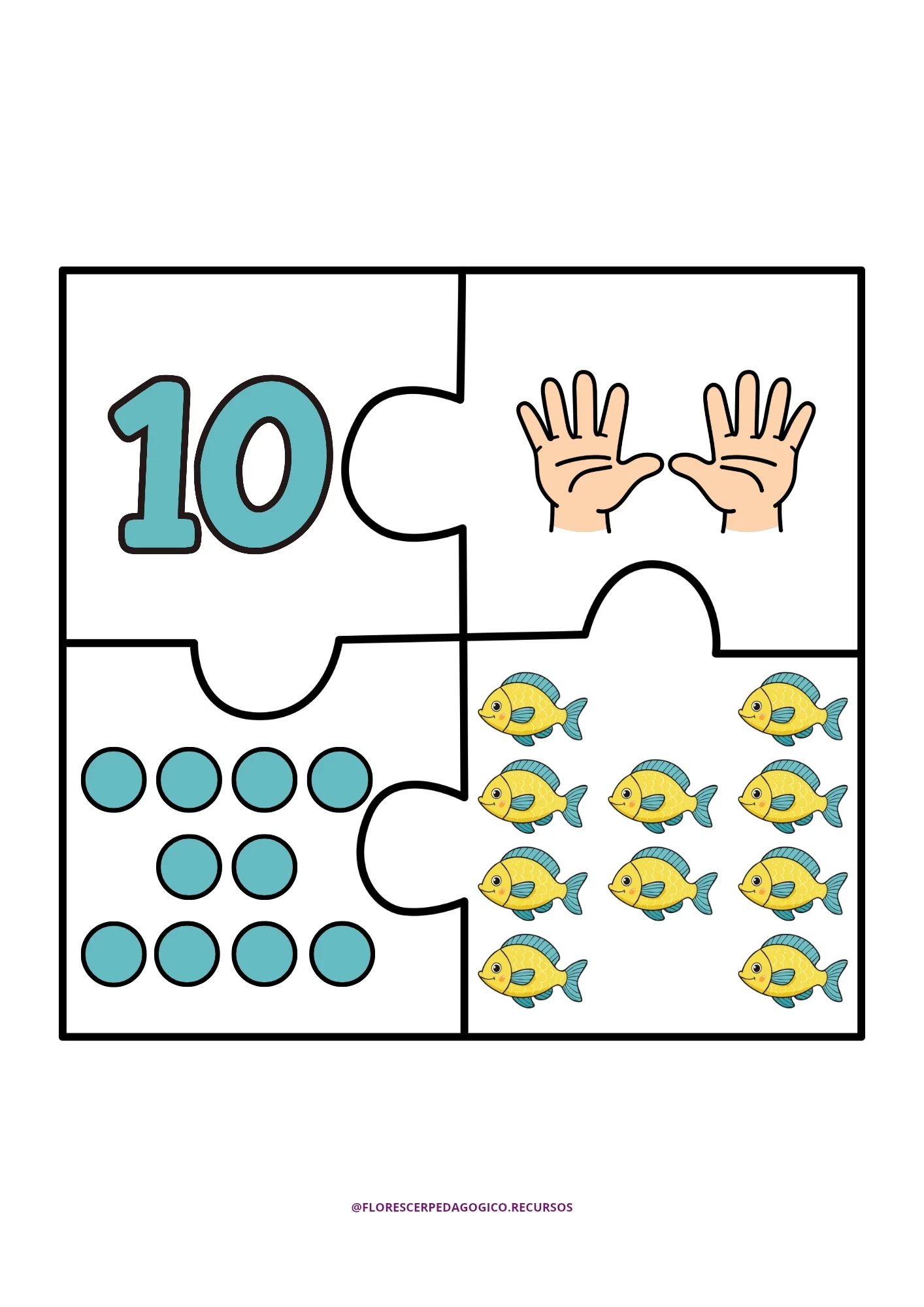Quebra-Cabeça dos Animais | Números e Quantidades para Educação Infantil — amostra 3: 🧩 Quebra-cabeça com tema de animais…