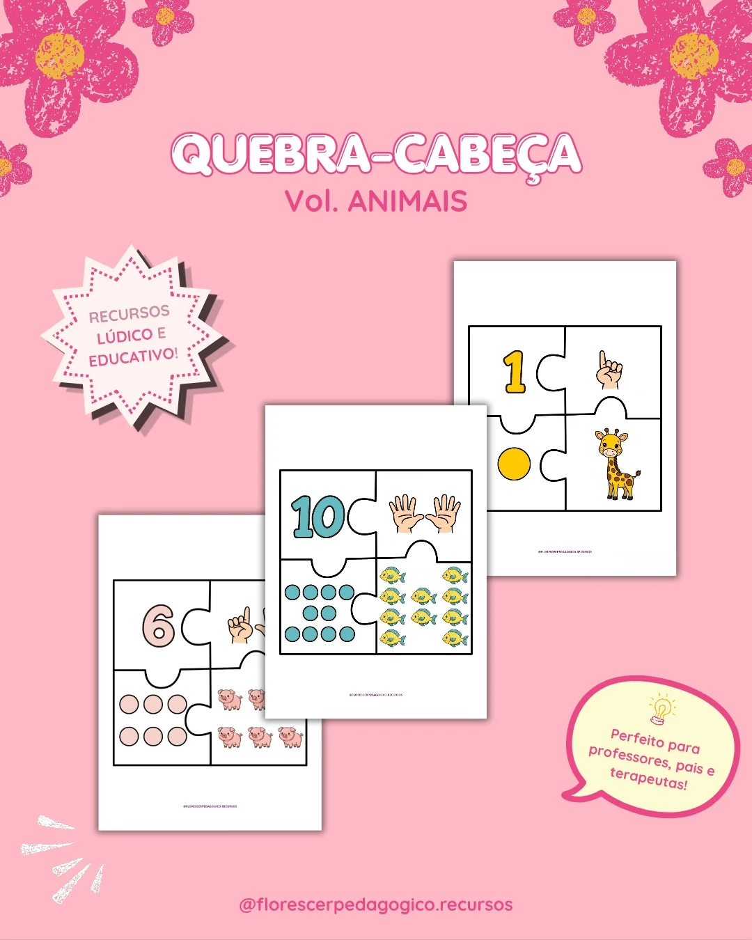 Quebra-Cabeça dos Animais | Números e Quantidades para Educação Infantil — Jogos pedagógicos para Educação Infantil: 🧩…