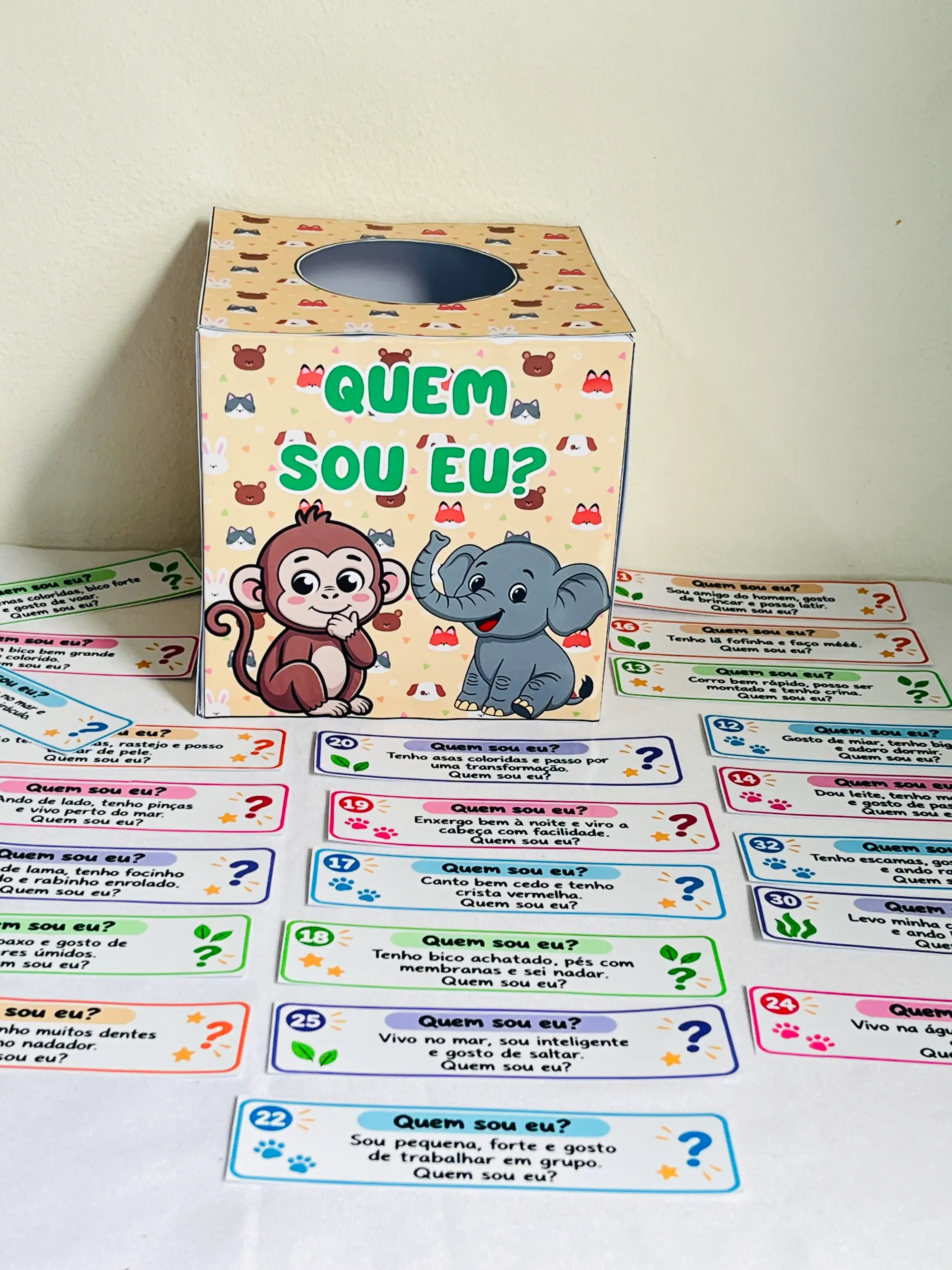 Quem Sou Eu? Animais – 40 Fichas com Pistas para Imprimir — amostra 3: Jogo "Quem Sou Eu