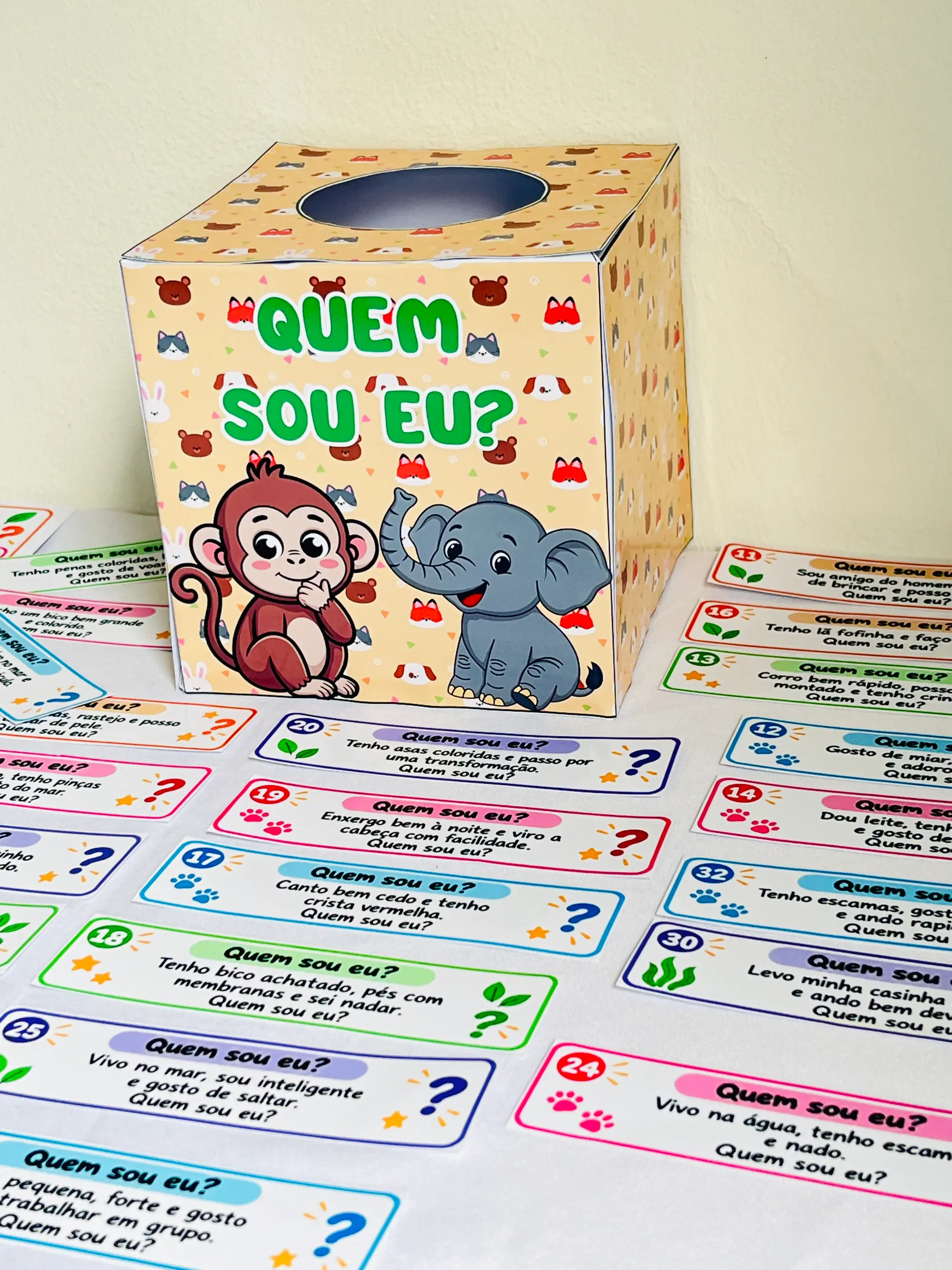 Quem Sou Eu? Animais – 40 Fichas com Pistas para Imprimir — amostra 5: Jogo "Quem Sou Eu