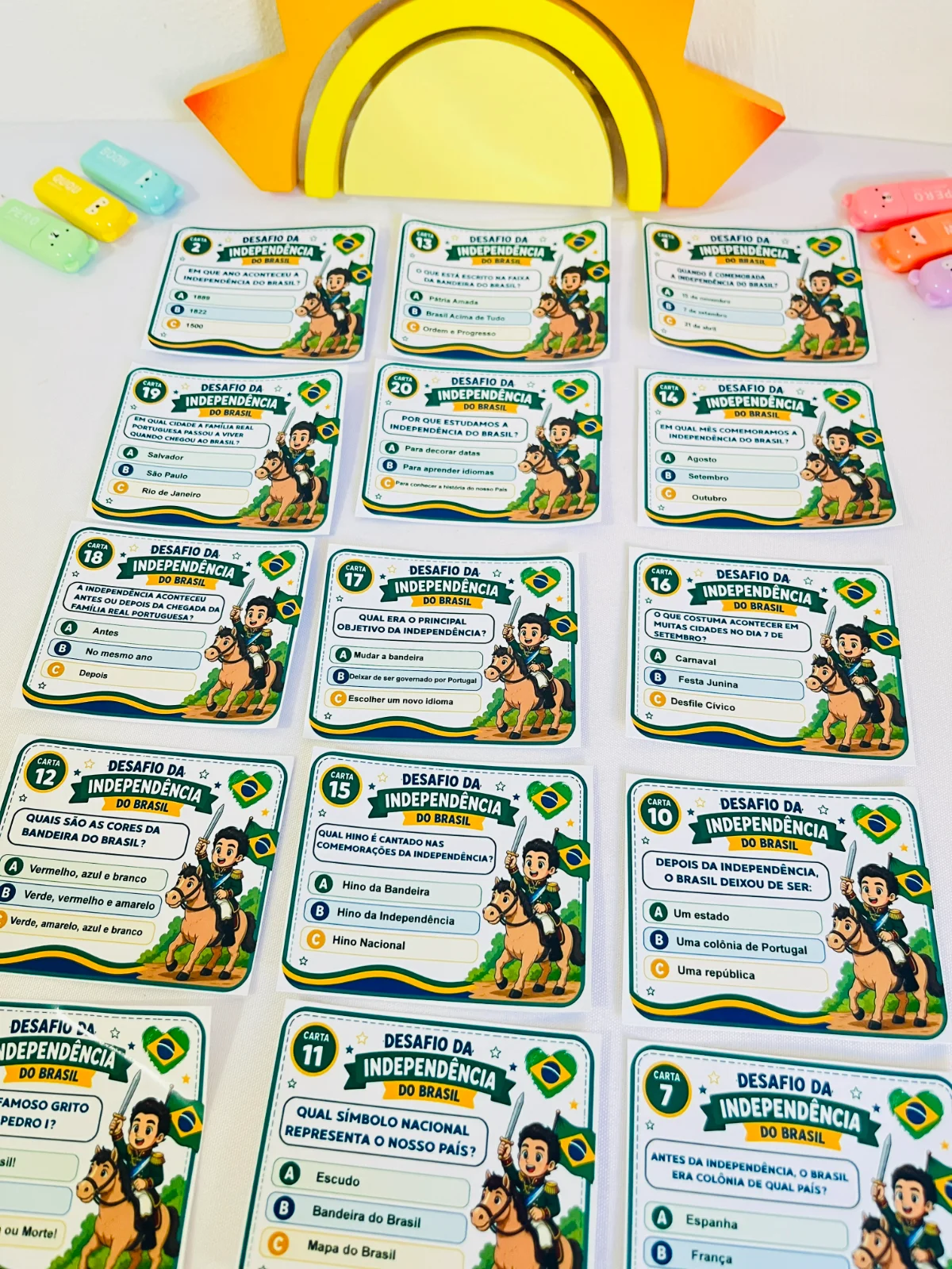 Quiz Independência do Brasil – 20 Cartas com Perguntas e Gabarito — amostra 3: 🇧🇷 Uma atividade para aprender brincando Quiz Independência do Brasil – 20 Cartas com Perguntas e Gabarito — amostra 3: 🇧🇷 Uma atividade para aprender brincando