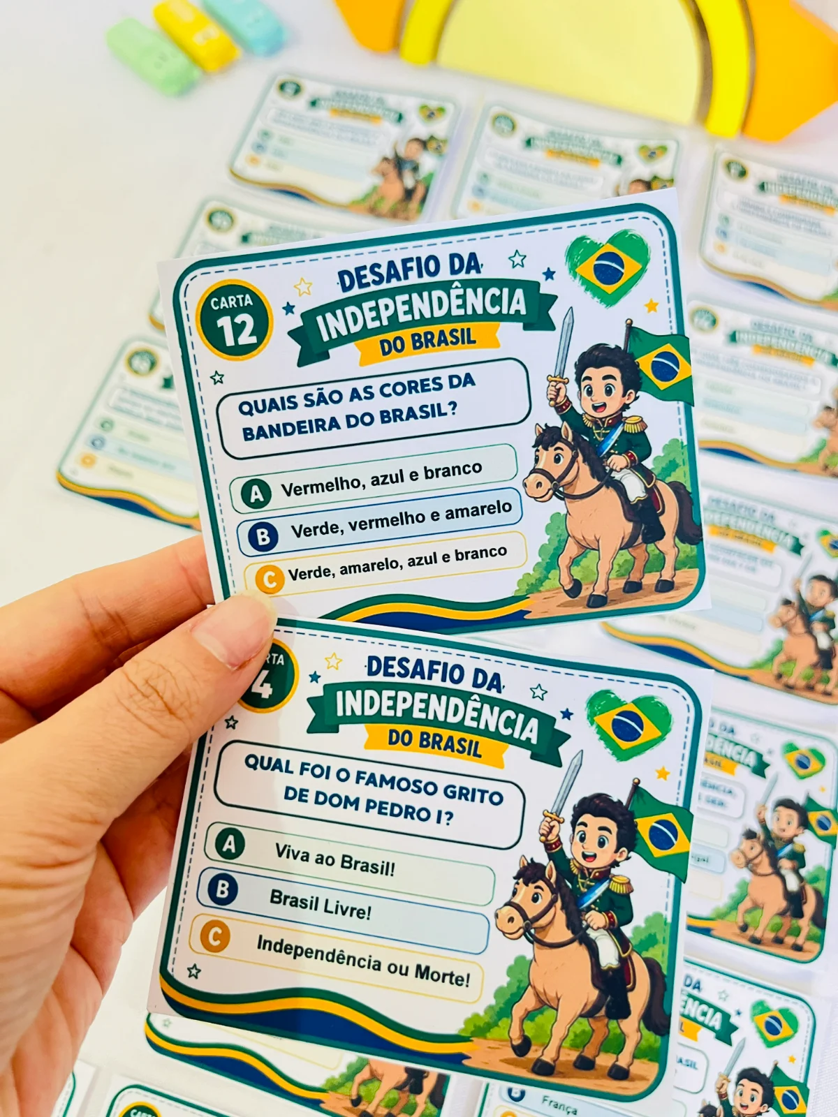 Quiz Independência do Brasil – 20 Cartas com Perguntas e Gabarito — capa do material