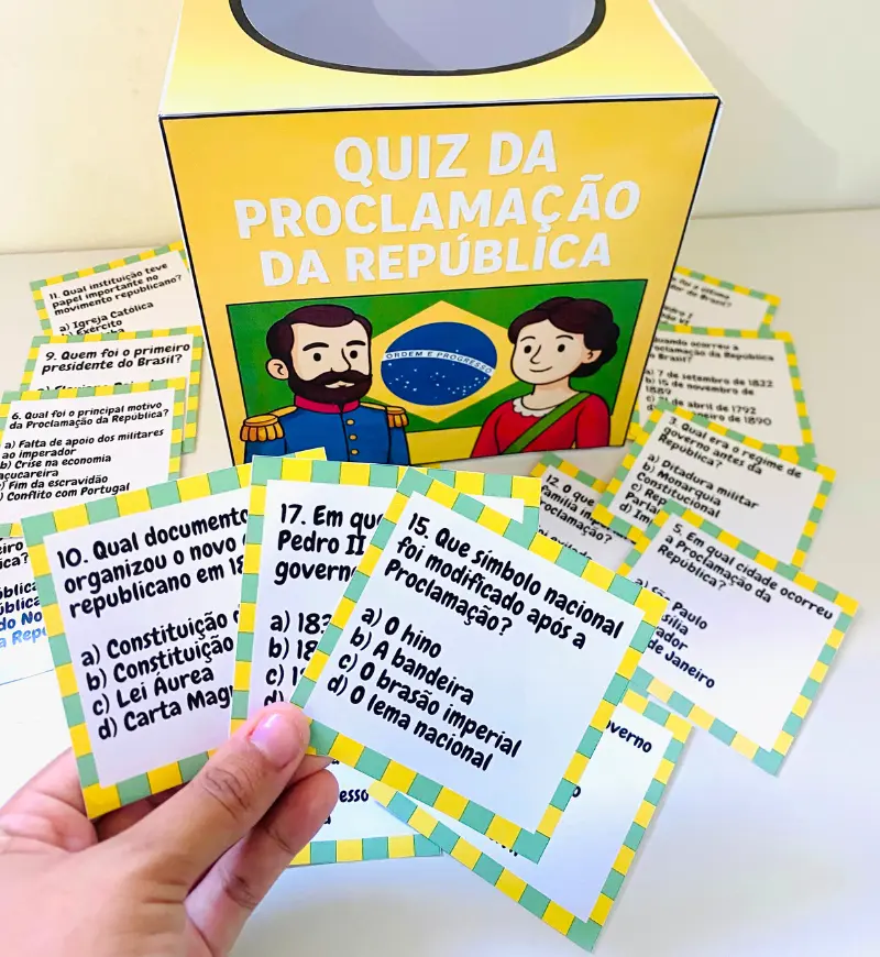 Quiz Proclamação da República: jogo em PDF para imprimir — amostra 3: Como usar o quiz em sala de aula