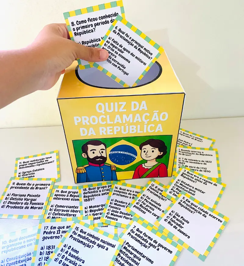 Quiz Proclamação da República: jogo em PDF para imprimir — amostra 5: Revise a Proclamação da República com um quiz para os…