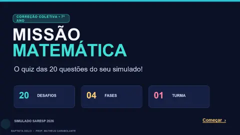 Quiz - Sareso Simulado Matemática 7°anos — capa do material
