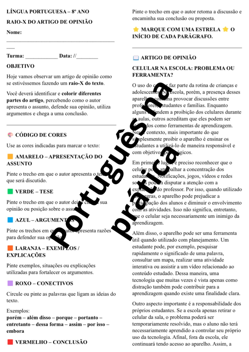 Raio-X do Artigo de Opinião | Atividade PDF — amostra 1: RAIO-X DO ARTIGO DE OPINIÃO