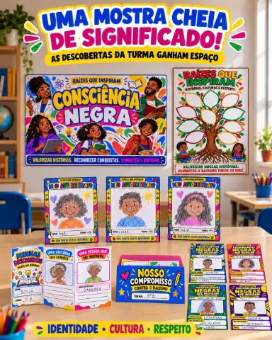 Raízes que Inspiram — Projeto de Consciência Negra — amostra 4: Projeto com orientações, jogos, cartões, painéis e…