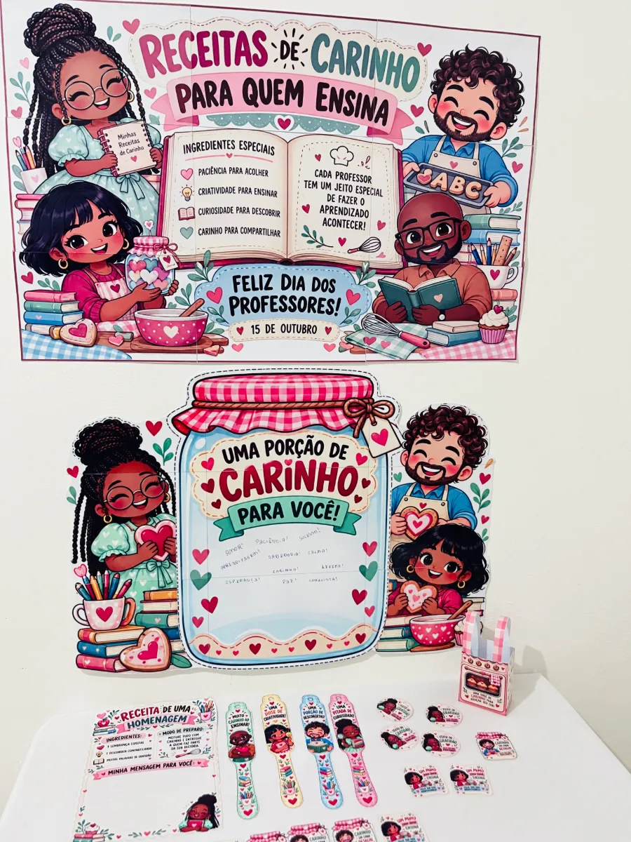 Receitas de Carinho - Dia do Professor: Painel e Lembrança — amostra 7: Um kit delicado e criativo para homenagear…