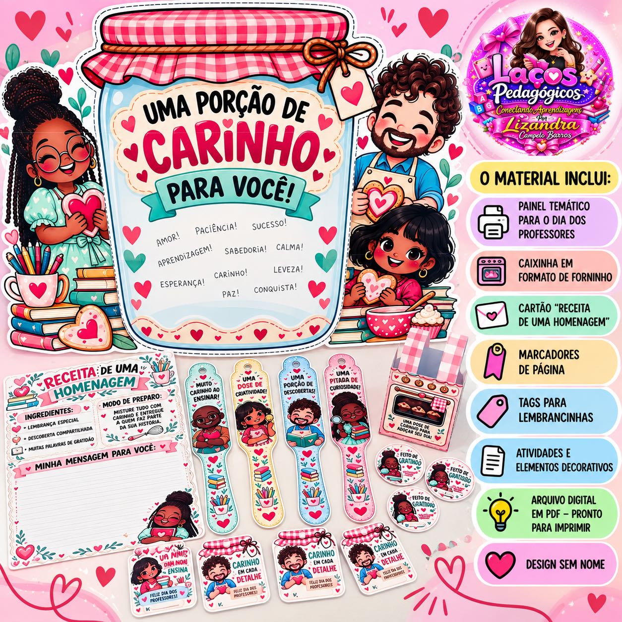 Receitas de Carinho – Kit Dia dos Professores com Painel,Lembrancinhas — Ciências para Educação Infantil: Um kit delicado e…