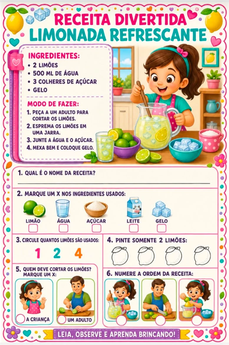 🍓🥞 Receitas Divertidas — Interpretação de Texto 🍰🍊 — amostra 5: RECEITAS DIVERTIDAS INTERPRETAÇÃO DE TEXTO Que tal…
