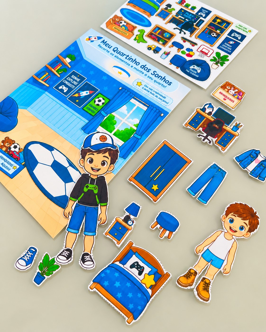 Recorta, Veste e Brinca – Dia das Crianças — amostra 1: Coleção digital com bonecos de papel, roupinhas, acessórios e…