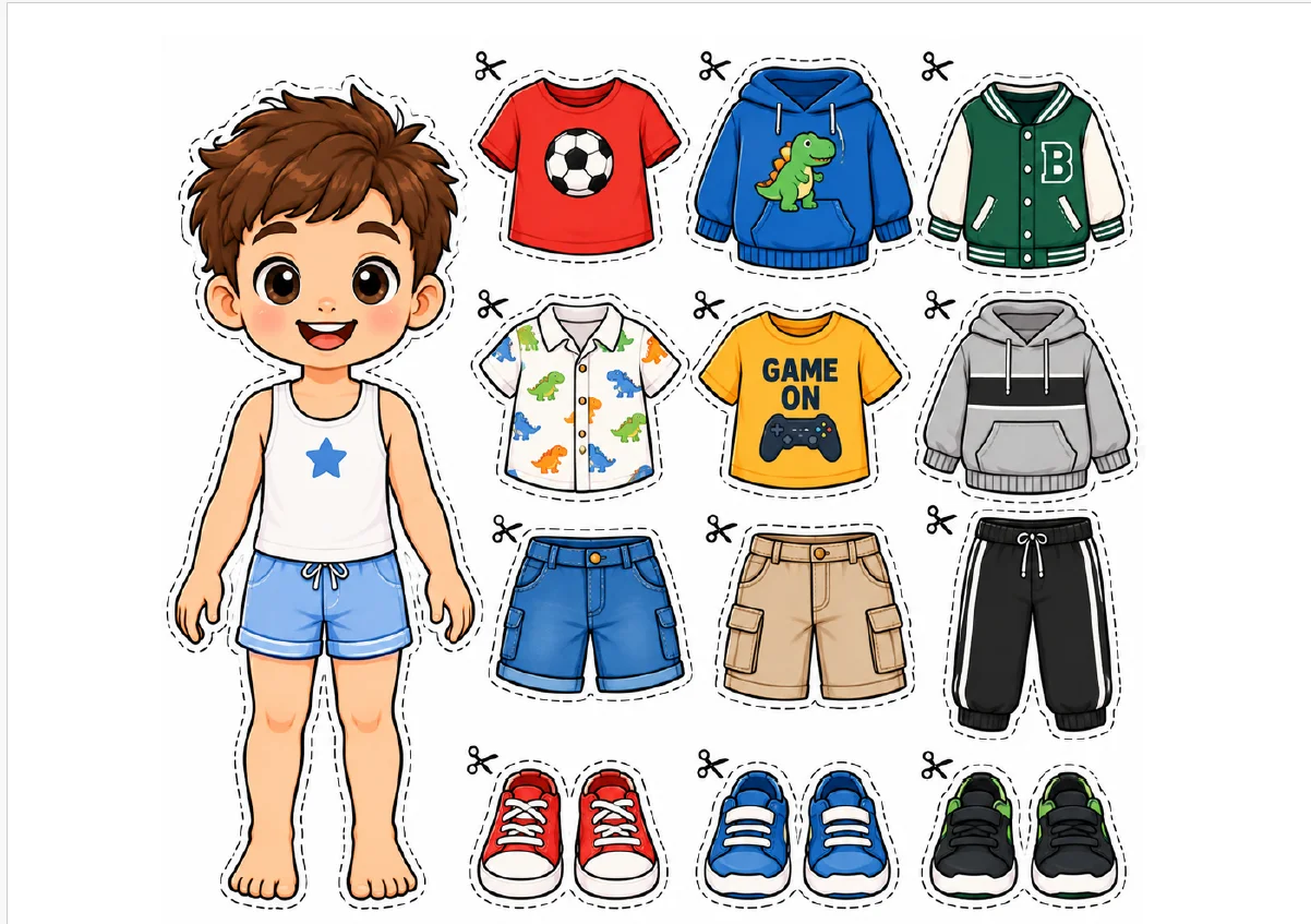 ✂️ RECORTA, VESTE E BRINCA! - ROUPAS E BONECAS ATIVIDADE LUDICA — amostra 3: Uma coleção encantadora de bonecos de papel…