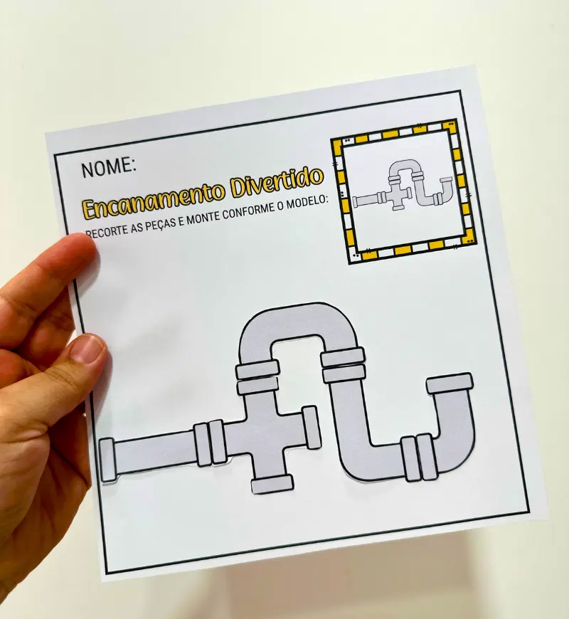 Recorte e colagem: Encanamento Divertido para Educação Infantil — amostra 1: Recorte e colagem com observação de modelos