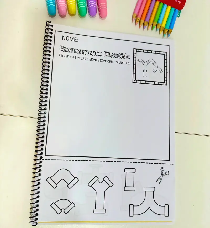 Recorte e colagem: Encanamento Divertido para Educação Infantil — amostra 3: Como usar em sala de aula