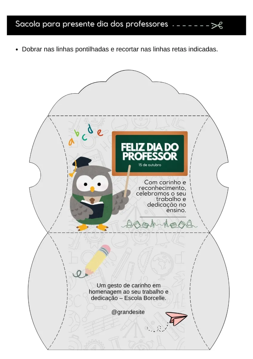 Recorte e Colante do Dias dos Professores — amostra 1: Recorte em formato de lápis para comemoração do dia dos professores