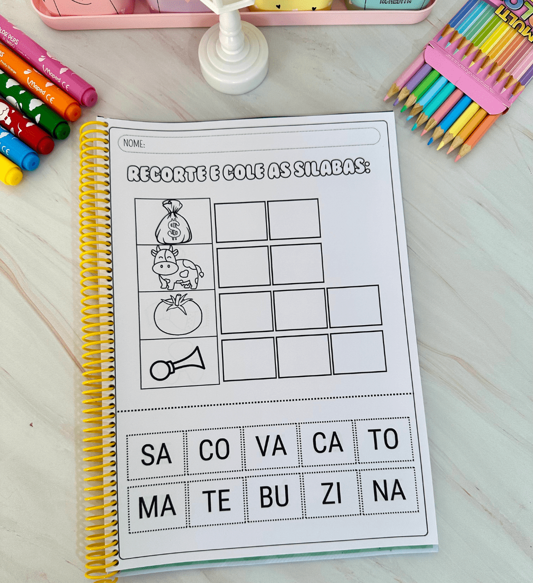 Recorte e cole sílabas: PDF para alfabetização e Educação Especial — amostra 5: Trabalhe sílabas simples e coordenação…