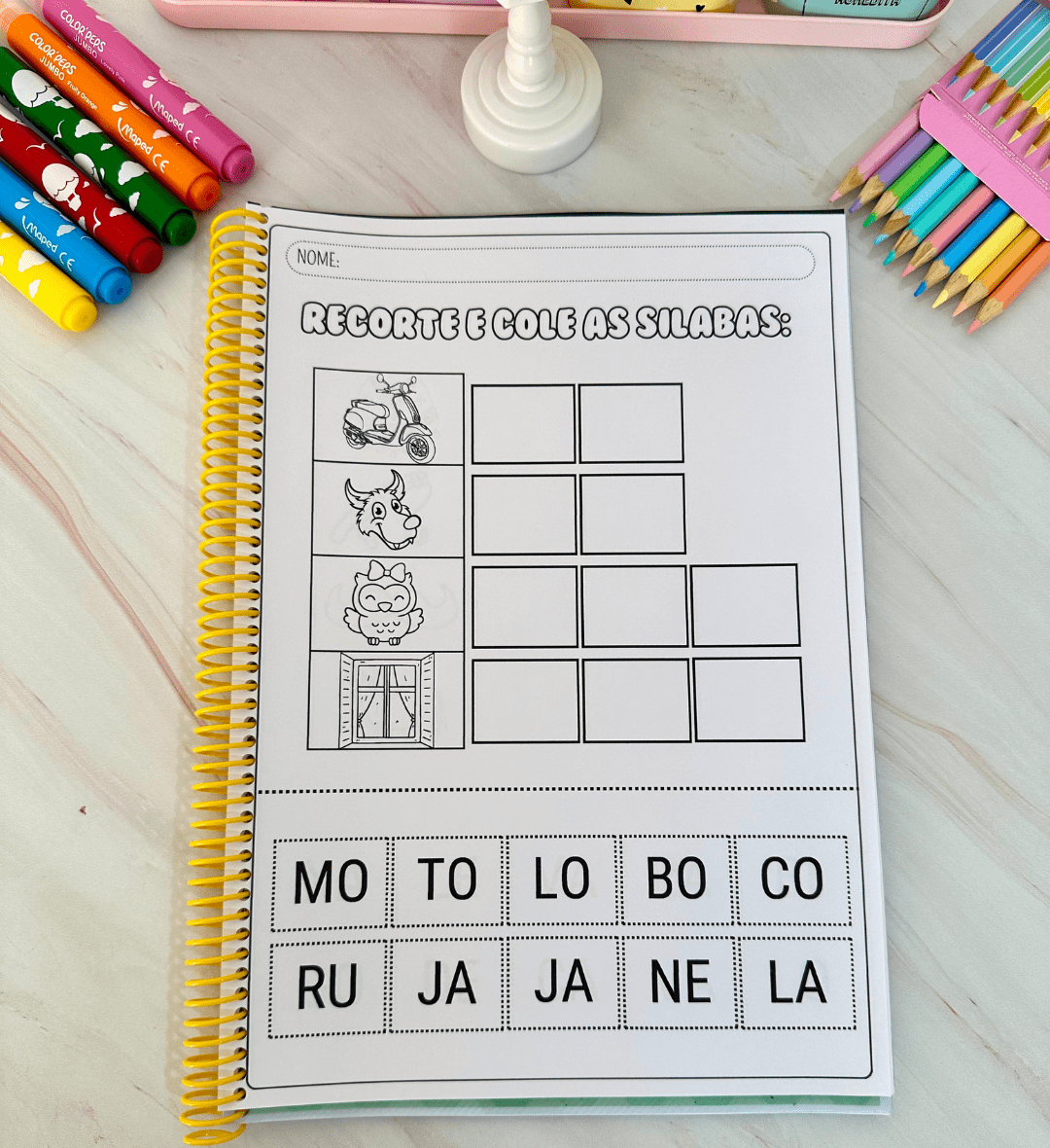 Recorte e cole sílabas: PDF para alfabetização e Educação Especial — amostra 6: Trabalhe sílabas simples e coordenação…