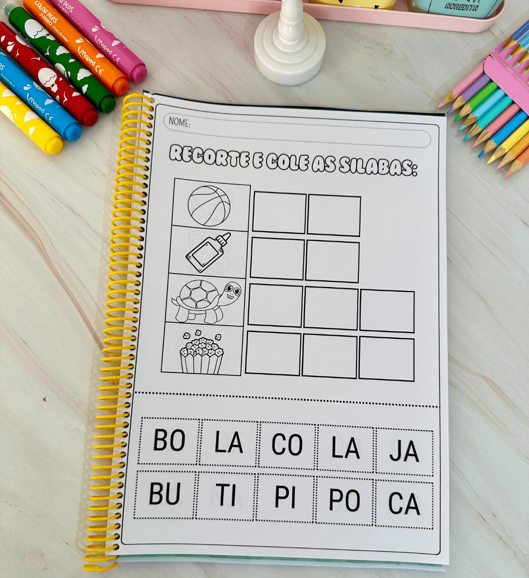 Recorte e cole sílabas: PDF para alfabetização e Educação Especial — amostra 7: Trabalhe sílabas simples e coordenação…