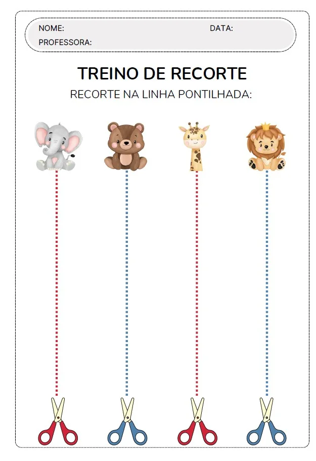 Recorte Pontilhado - EDUCAÇÃO INFANTIL E FUNDAMENTAL — amostra 1: A Atividade de Recorte Pontilhado é perfeita para…