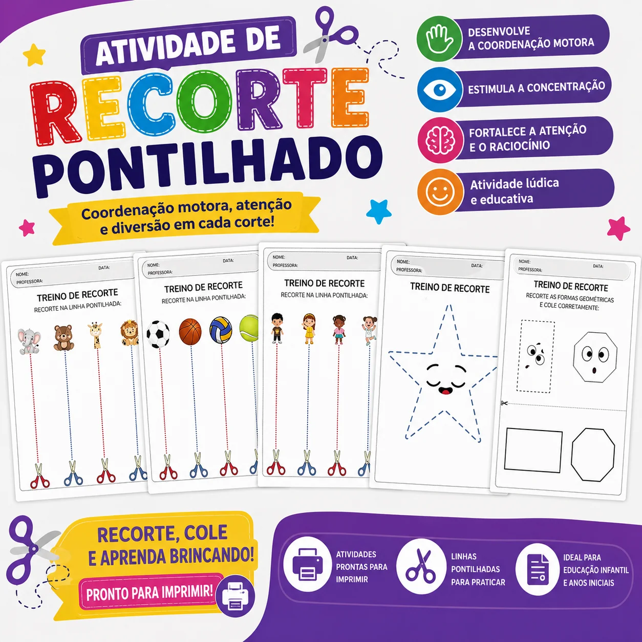 Recorte Pontilhado - EDUCAÇÃO INFANTIL E FUNDAMENTAL — capa do material