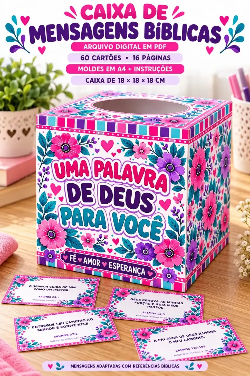 Recurso de Acolhida com Mensagens de Fé — Outros para Educação Infantil: Caixa para montar com 60 cartões e referências…