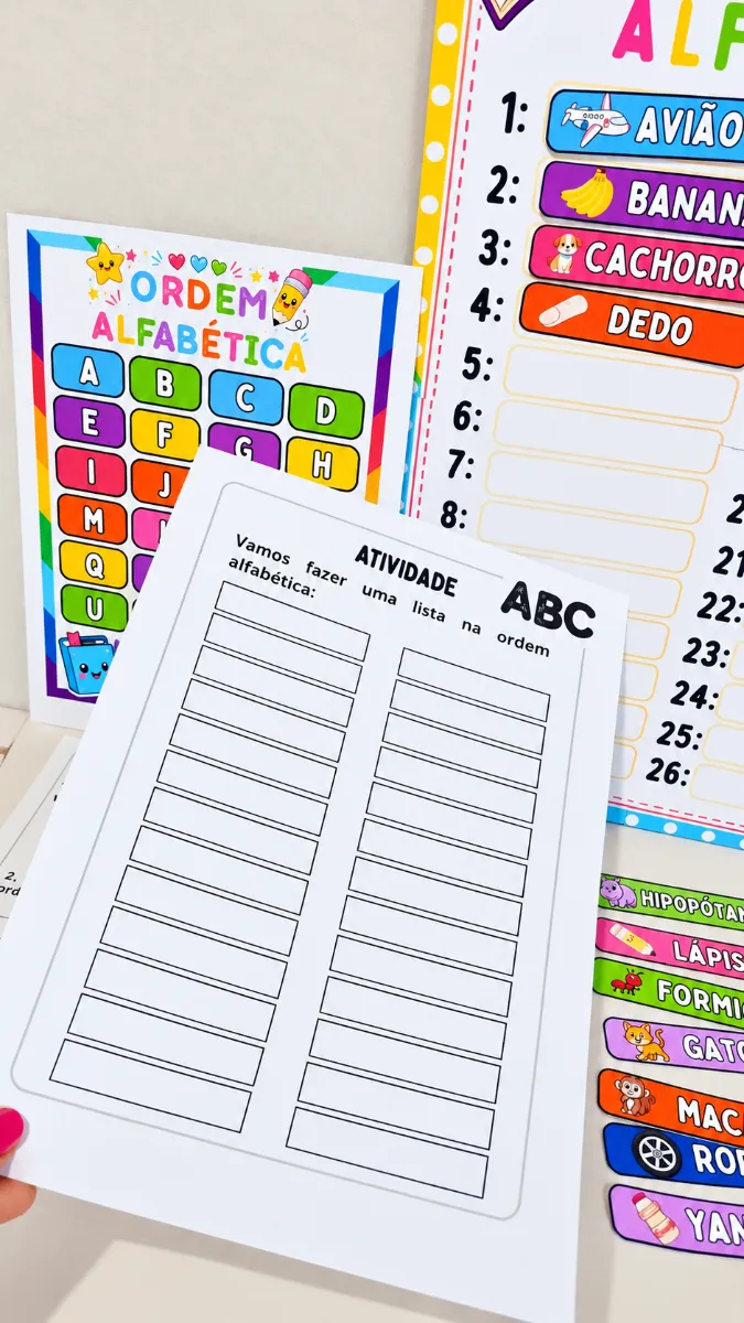 Recurso – Ordem alfabética | ABC Em PDF! — amostra 2: 📌 O QUE ACOMPANHA