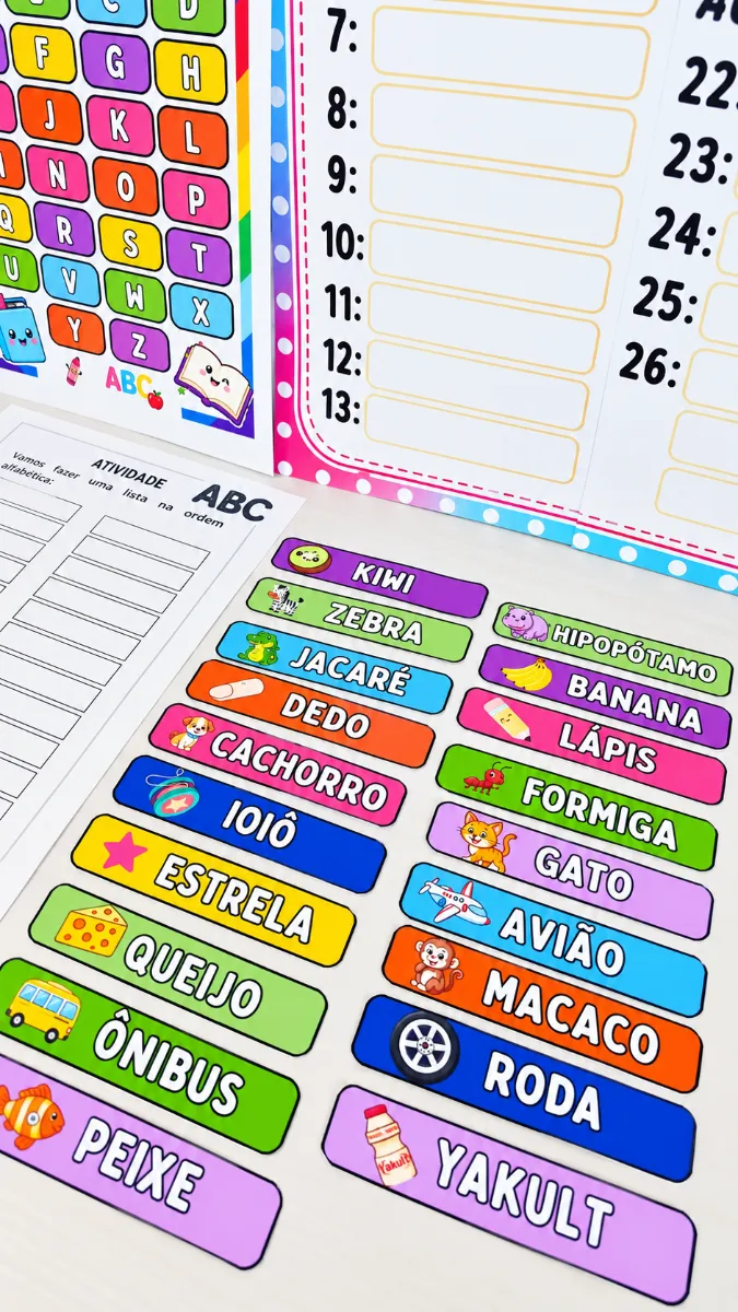 Recurso – Ordem alfabética | ABC Em PDF! — amostra 5: ✔ Educação Infantil ✔ Alfabetização ✔ Anos iniciais do Ensino…