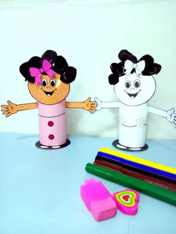 Recurso Pedagógico Menina Bonita do Laço de Fita — amostra 4: Boneca 3D Menina Bonita do Laço de Fita, com cabelo cacheado,…