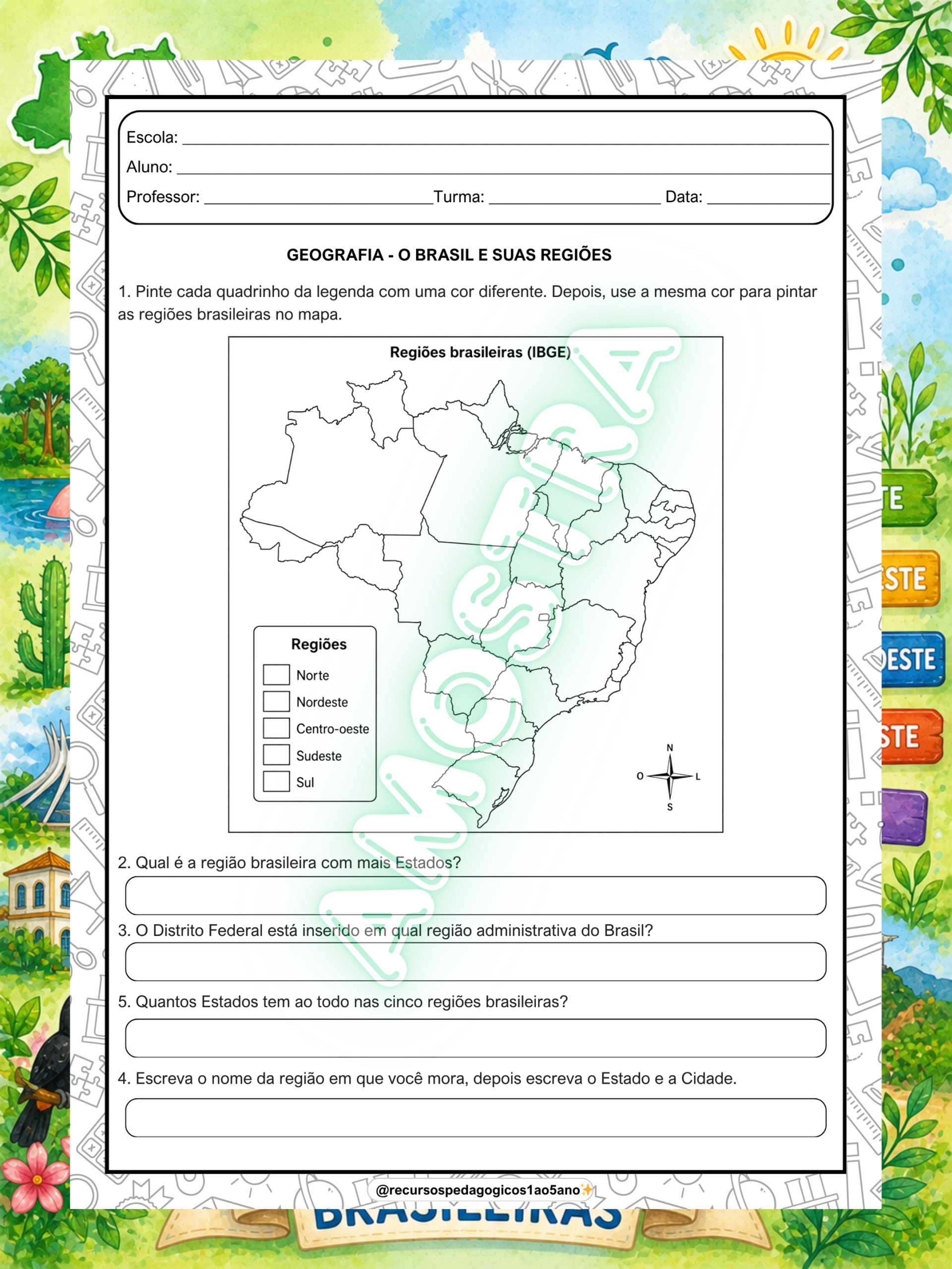 Regiões brasileiras – Atividades completas de geografia – PDF para Imprimir | Anos Iniciais — amostra 3: Para quem é indicado