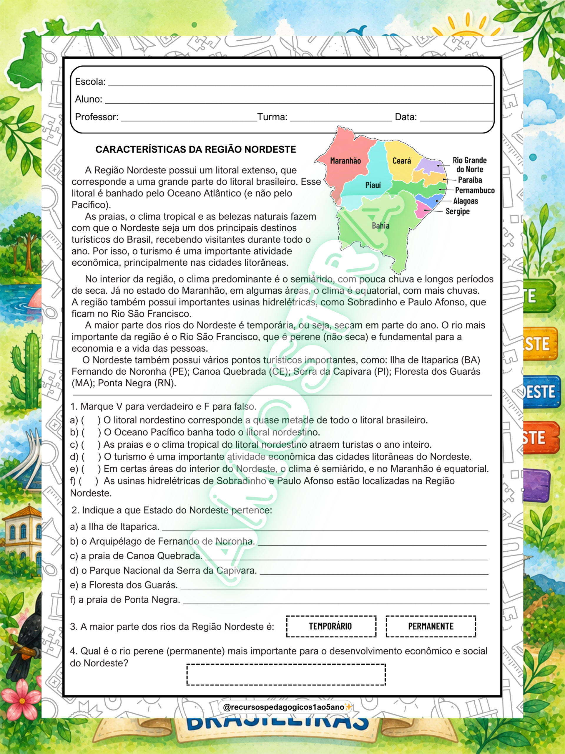 Regiões brasileiras – Atividades completas de geografia – PDF para Imprimir | Anos Iniciais — amostra 6: Regiões…