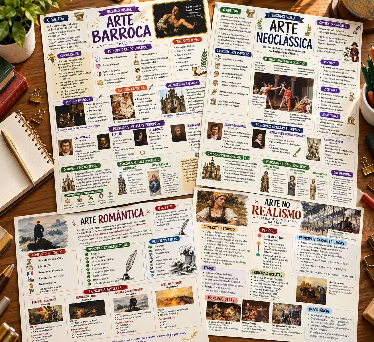 Resumos Visuais dos Principais Movimentos Artísticos | ENEM — amostra 2: Um material completo e visual para ensinar,…
