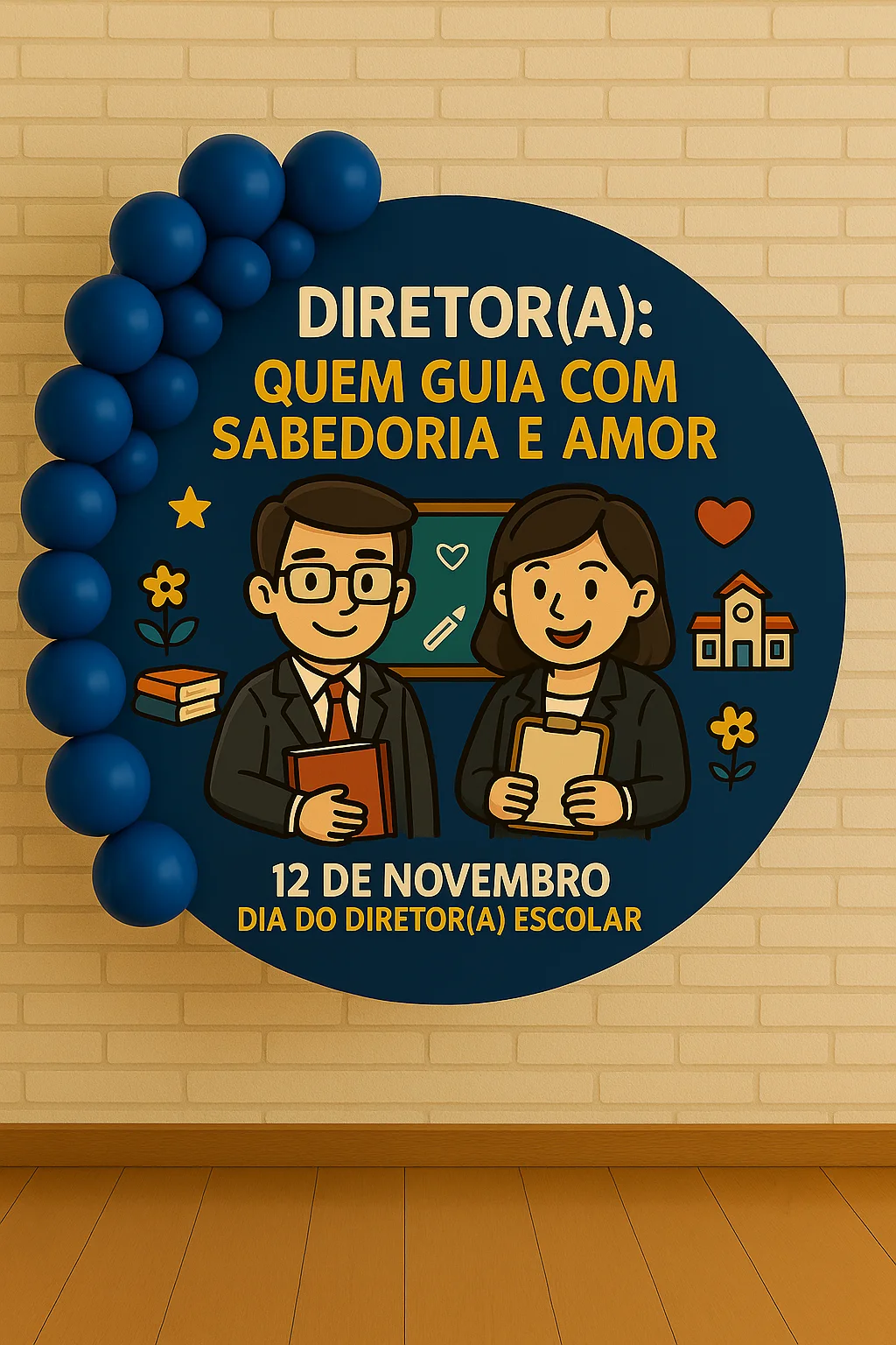 Revenda - Dia do Diretor – Painel para Escola com Cartão para Lembrancinha — amostra 3: Painel ampliado para o Dia do…