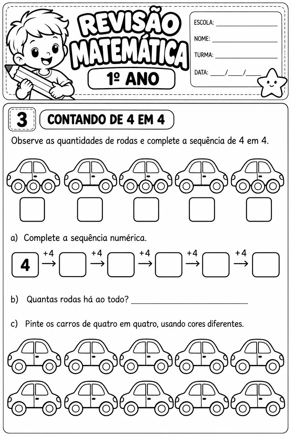Revisão de Matemática 1º Ano – Atividades Ilustradas — amostra 3: ✨ DIFERENCIAIS DO MATERIAL