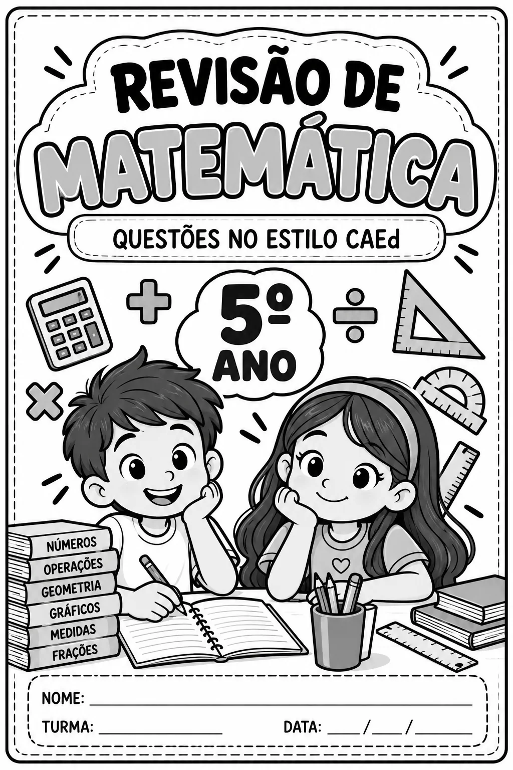 Revisão de Matemática 5º Ano – 36 Questões Estilo CAEd — capa do material