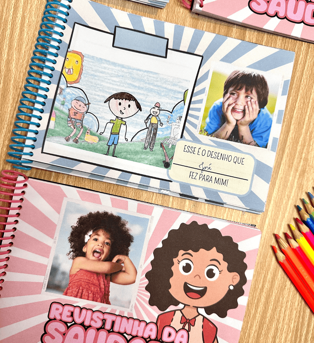 Revistinha da Saudade: recordações escolares para imprimir — amostra 6: Reúna desenhos e mensagens em uma lembrança do ano…