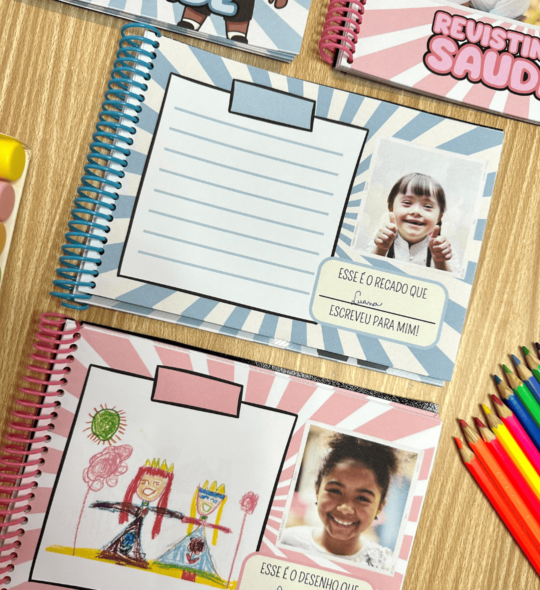 Revistinha da Saudade: recordações escolares para imprimir — amostra 7: Reúna desenhos e mensagens em uma lembrança do ano…