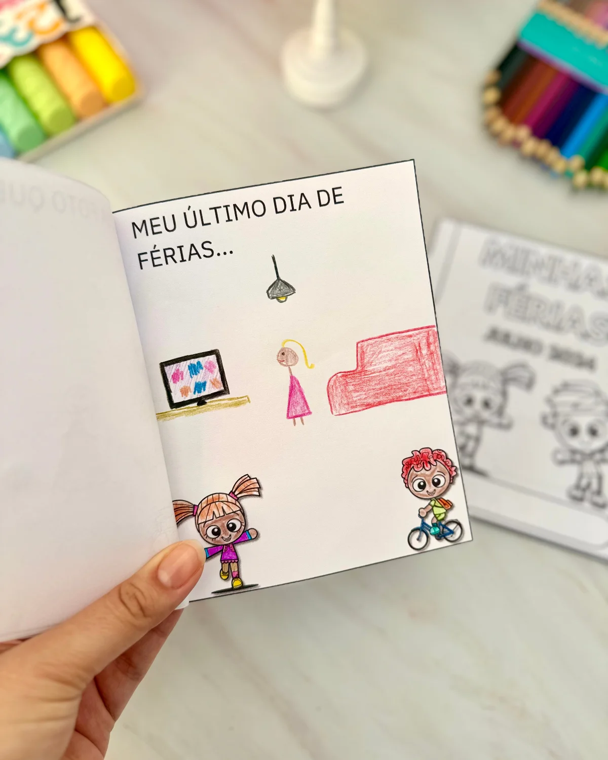 Revistinha minhas férias - Julho de 2026 — amostra 3: Para a criança registrar os principais momentos das suas férias