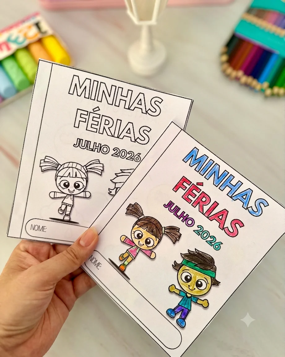 Revistinha minhas férias - Julho de 2026 — Alfabetização para Educação Infantil: Para a criança registrar os principais…