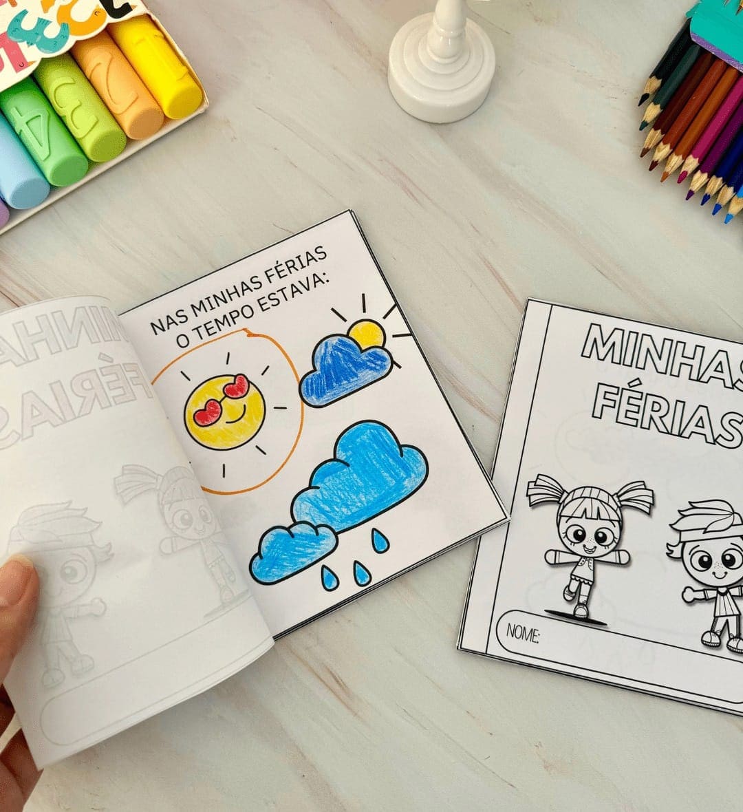 Revistinha Minhas Férias: Registros e Desenhos para Colorir — amostra 3: Como usar em sala de aula