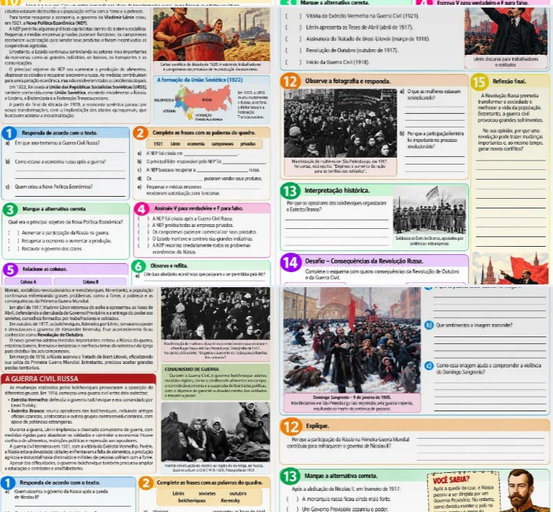 📚🇷🇺 REVOLUÇÃO RUSSA – HISTÓRIA | 9º ANO — amostra 1: ✨ Material didático completo, ilustrado e com atividades…