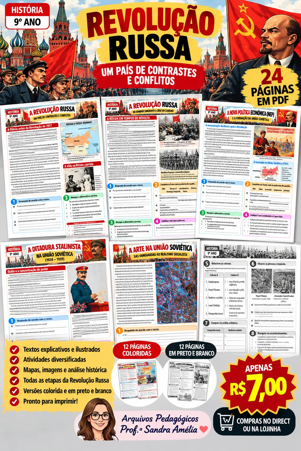 📚🇷🇺 REVOLUÇÃO RUSSA – HISTÓRIA | 9º ANO — capa do material