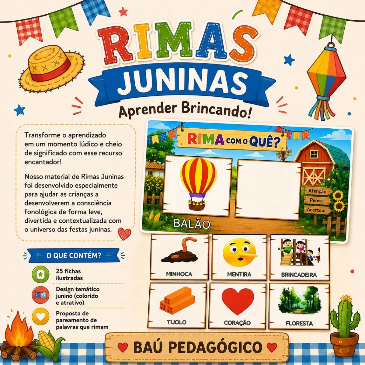 Rimas Juninas para Imprimir | Consciência Fonológica Educação Infantil — capa do material