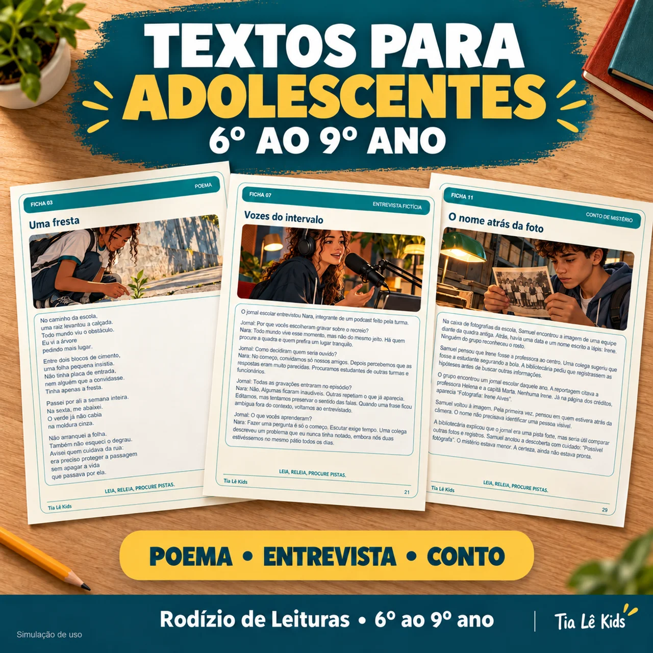 Rodízio de Leituras do 6º ao 9º Ano | 30 Textos e 150 Questões — amostra 1: Uma rotina de leitura que convida os… Rodízio de Leituras do 6º ao 9º Ano | 30 Textos e 150 Questões — amostra 1: Uma rotina de leitura que convida os…