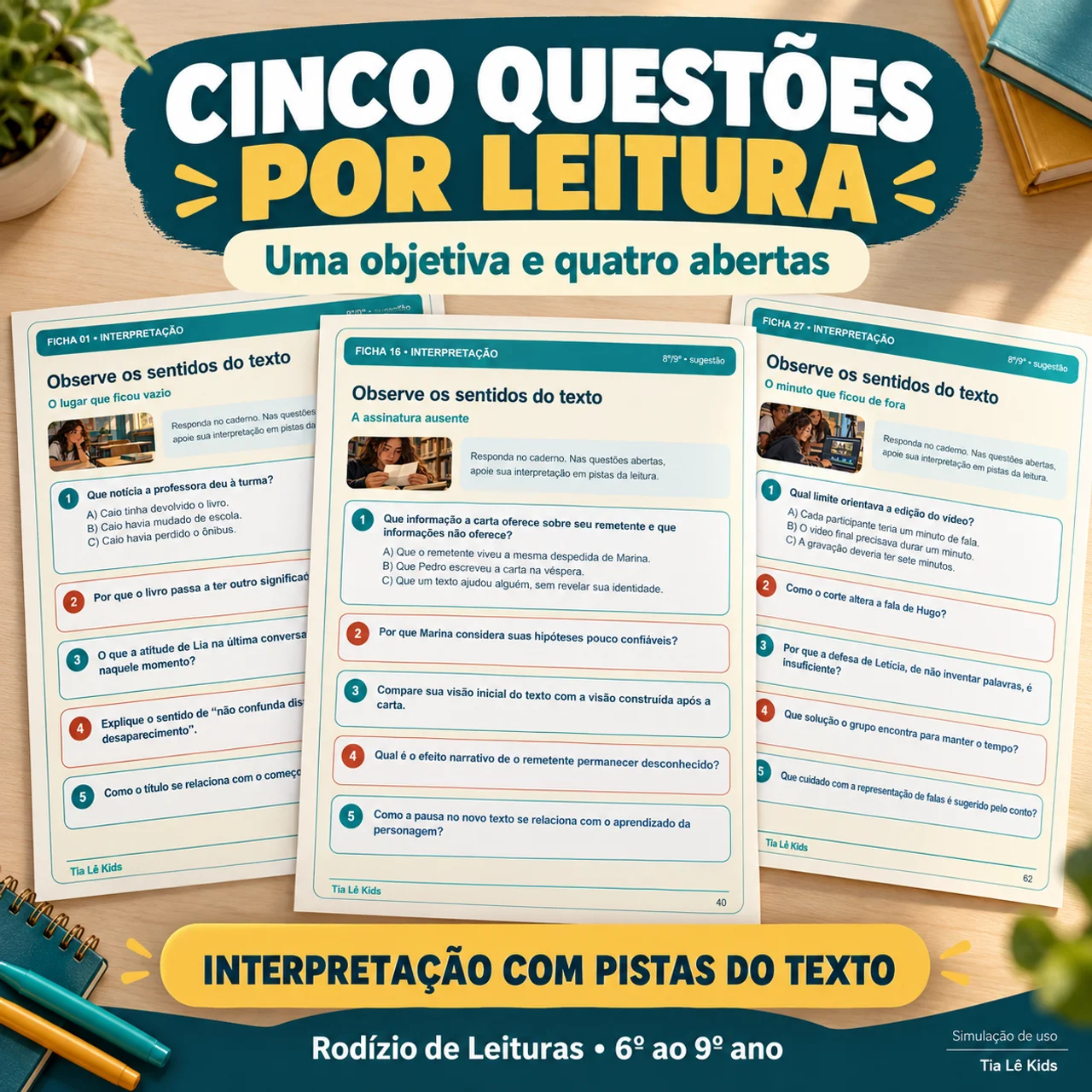 Rodízio de Leituras do 6º ao 9º Ano | 30 Textos e 150 Questões — amostra 7: 30 leituras ilustradas para o 6º ao 9º ano, com… Rodízio de Leituras do 6º ao 9º Ano | 30 Textos e 150 Questões — amostra 7: 30 leituras ilustradas para o 6º ao 9º ano, com…