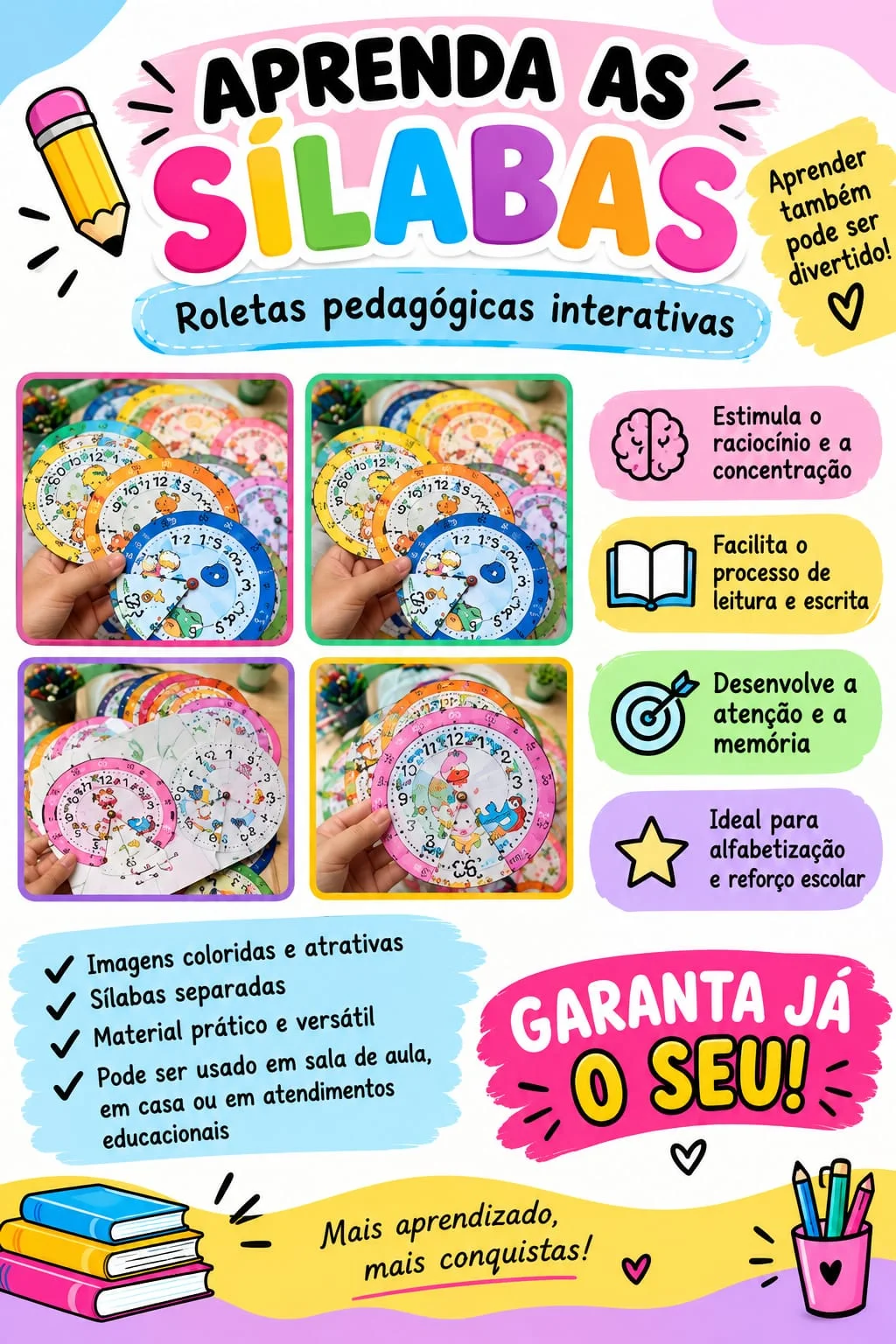 Roleta das Famílias Silábicas para Alfabetização — capa do material