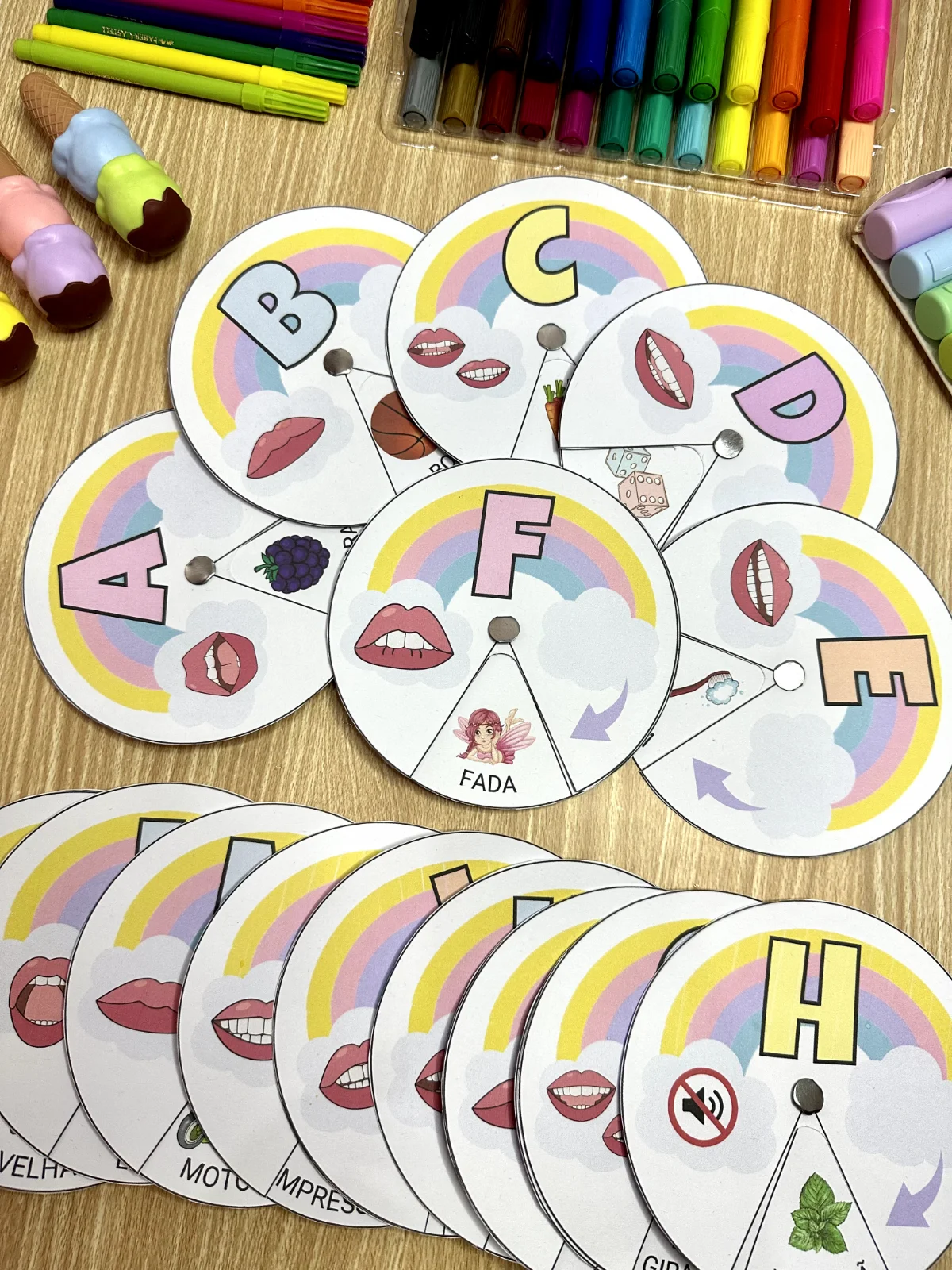 Roleta das Letras - Boquinhas — amostra 1: Recurso interativo com 26 páginas para trabalhar letras, sons e figuras do…