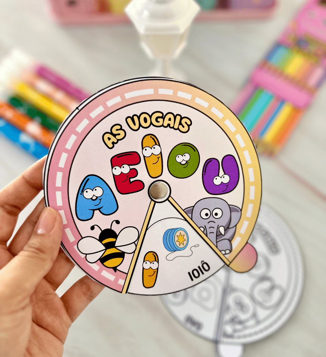 Roleta das Vogais em PDF para Educação Infantil — amostra 3: Como preparar e usar em sala