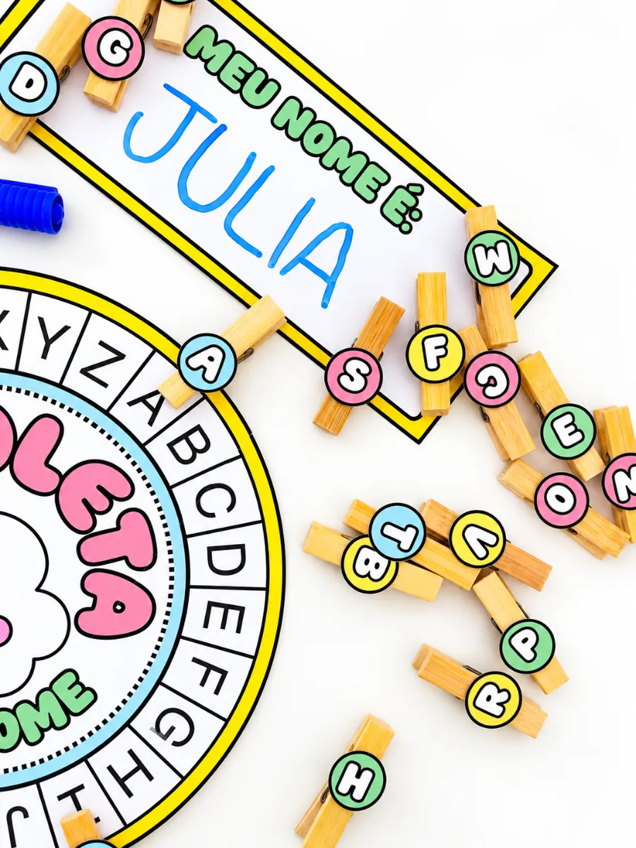 Roleta do Nome Próprio – Atividade com Alfabeto — amostra 1: Roleta do nome próprio para reconhecer letras, identificar e…